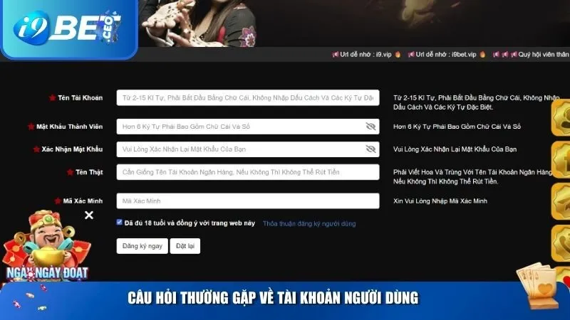 Câu hỏi thường gặp về vấn đề tài khoản người dùng