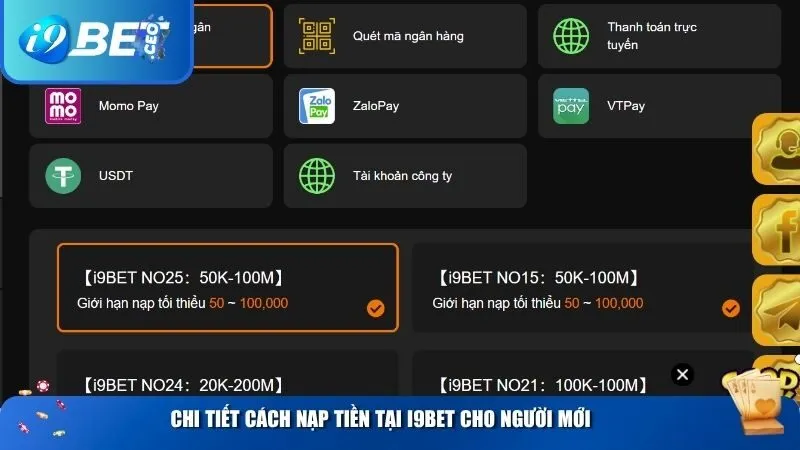 Chi tiết cách nạp tiền i9BET cho người mới